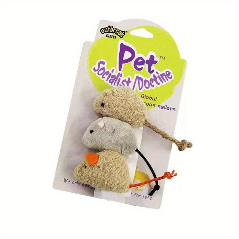 3pcs Interactive Plush Cat Toy Simulated Mouse