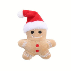 2pcs Christmas Gingerbread Man Cat Teaser Plush Toy