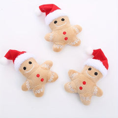 2pcs Christmas Gingerbread Man Cat Teaser Plush Toy