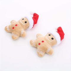 2pcs Christmas Gingerbread Man Cat Teaser Plush Toy