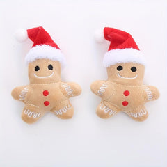 2pcs Christmas Gingerbread Man Cat Teaser Plush Toy