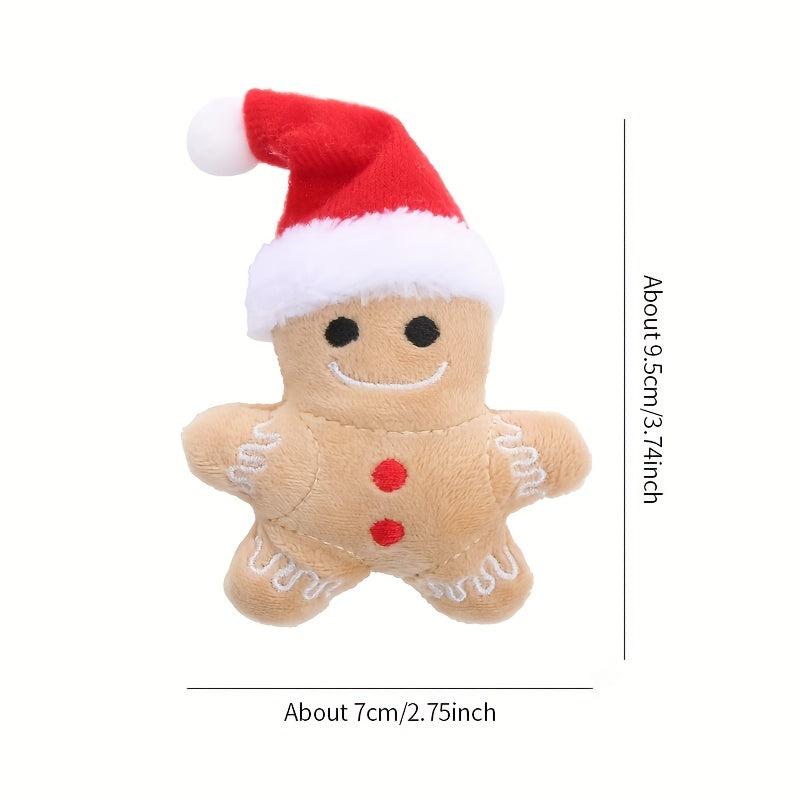 2pcs Christmas Gingerbread Man Cat Teaser Plush Toy