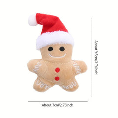 2pcs Christmas Gingerbread Man Cat Teaser Plush Toy
