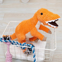 Interactive Dino Dog Chew Toy Plush Bite Resistant Pet Toy