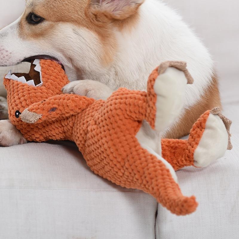 Interactive Dino Dog Chew Toy Plush Bite Resistant Pet Toy