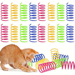 4pcs Interactive Cat Toy Colorful Durable Plastic Spiral Spring Kitten Toy