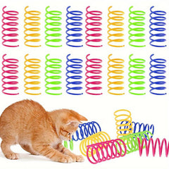 4pcs Interactive Cat Toy Colorful Durable Plastic Spiral Spring Kitten Toy