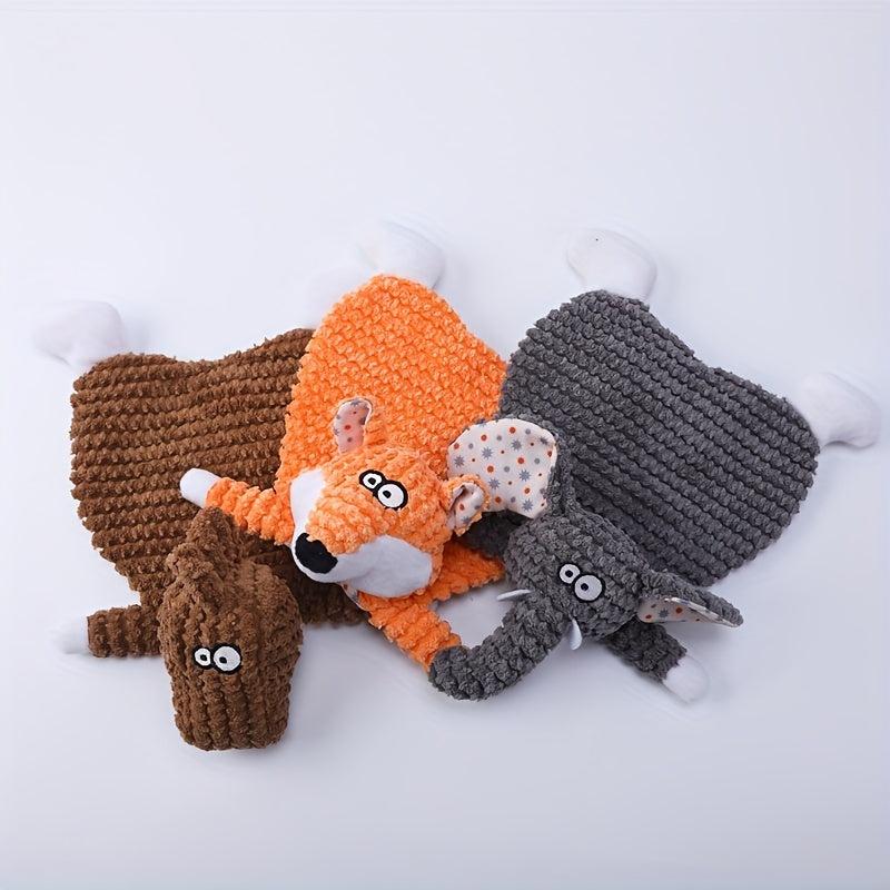 Interactive Pet Chew Toy Plush Fox and Elephant Dolls