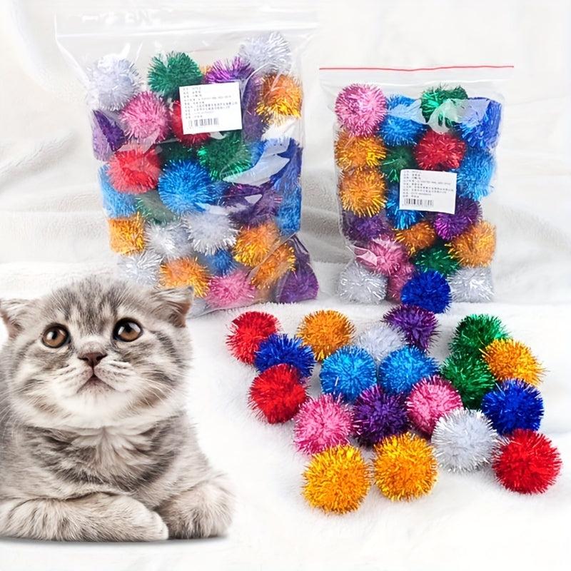 50pcs Interactive Glitter Ball Toys for Cats - Colorful and Fun