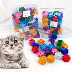 50pcs Interactive Glitter Ball Toys for Cats - Colorful and Fun