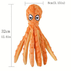 Octopus Pet Chew Toy Squeaky Plush Interactive