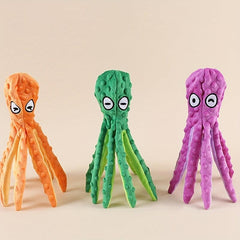 Octopus Pet Chew Toy Squeaky Plush Interactive