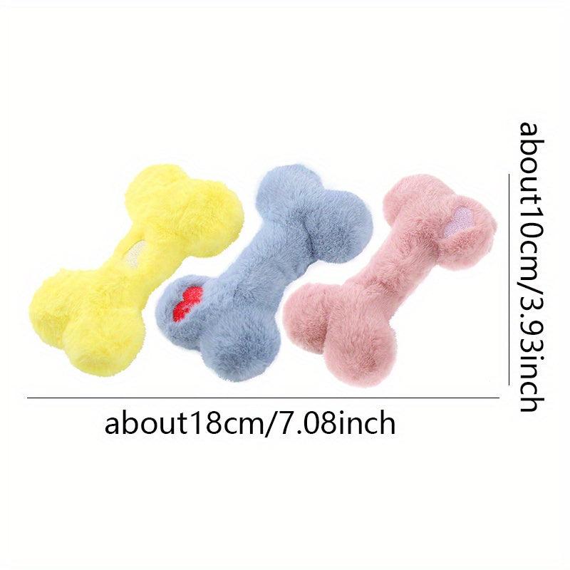 Heart Graphic Bone Pet Grinding Teeth Squeaky Plush Toy