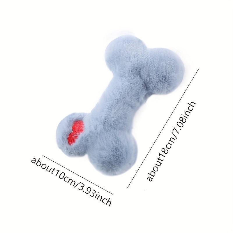 Heart Graphic Bone Pet Grinding Teeth Squeaky Plush Toy