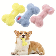 Heart Graphic Bone Pet Grinding Teeth Squeaky Plush Toy