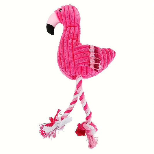 Dog Plush Toys Flamingo Squeaky Teething Stuffed Chew Toys for Small Large Dogs