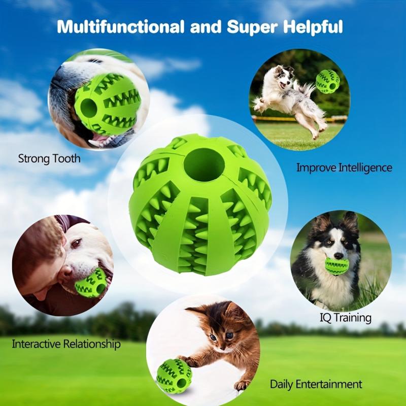 Durable Dog Toy for Teething and Cleaning, Chew Rubber Ball