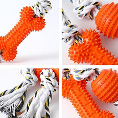 Chew Proof Dog Toys Durable Rubber & Rope Toys for Teething & Squeaky Fun