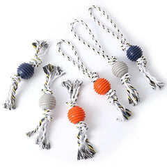 Chew Proof Dog Toys Durable Rubber & Rope Toys for Teething & Squeaky Fun