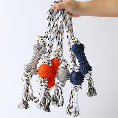 Chew Proof Dog Toys Durable Rubber & Rope Toys for Teething & Squeaky Fun