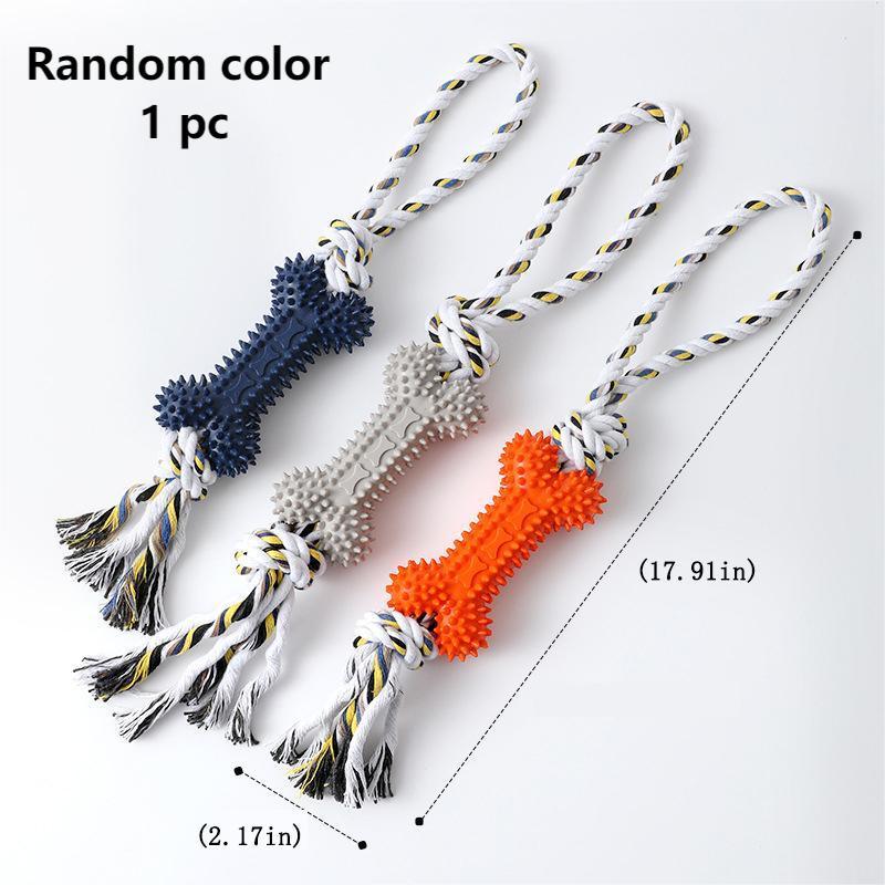 Chew Proof Dog Toys Durable Rubber & Rope Toys for Teething & Squeaky Fun