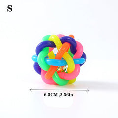 Colorful Knot Ball Dog Toy with Jingle Bell - Durable Chew Toy for Dogs and Cats