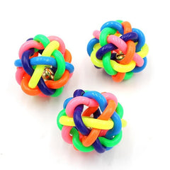 Colorful Knot Ball Dog Toy with Jingle Bell - Durable Chew Toy for Dogs and Cats