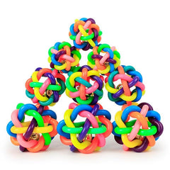 Colorful Knot Ball Dog Toy with Jingle Bell - Durable Chew Toy for Dogs and Cats