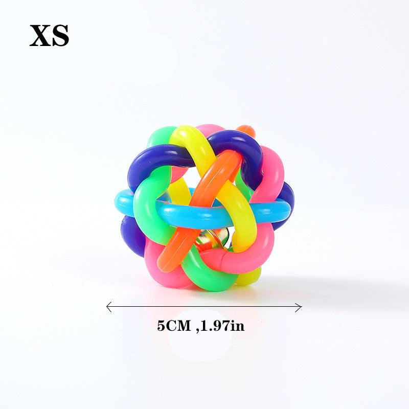 Colorful Knot Ball Dog Toy with Jingle Bell - Durable Chew Toy for Dogs and Cats