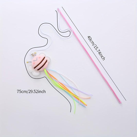 Interactive Cat Teaser Toy Stick with Plush Bee and Tassel