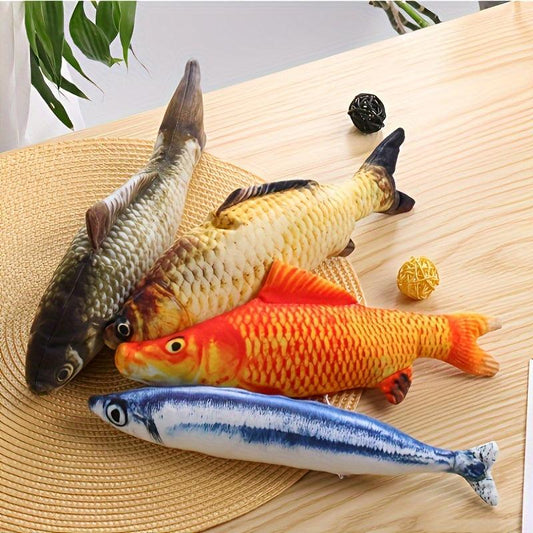 4pcs Interactive Cat Plush Fish Toys for Teasing Play