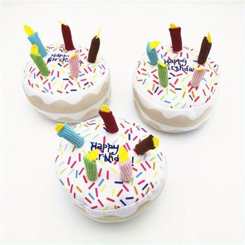 Dog Birthday Squeaky Plush Toy Cake Shape Dog Toys