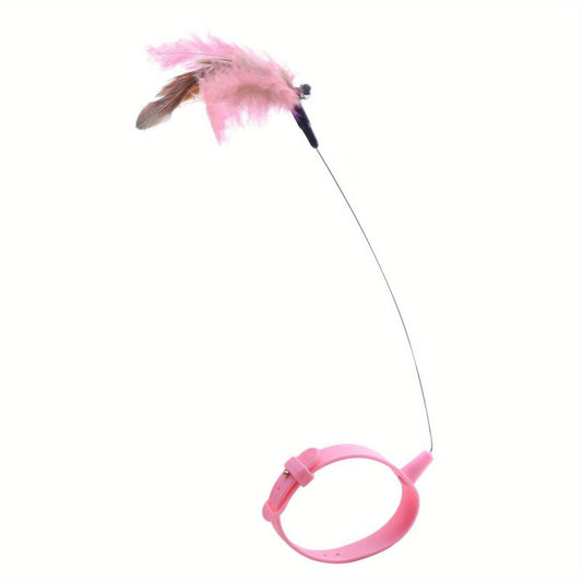 Interactive Cat Toy Collar Teaser Stick with Feather and Bell