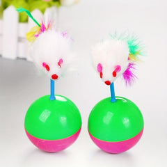 Feather Flocking Mouse Tumbler Toy for Cats