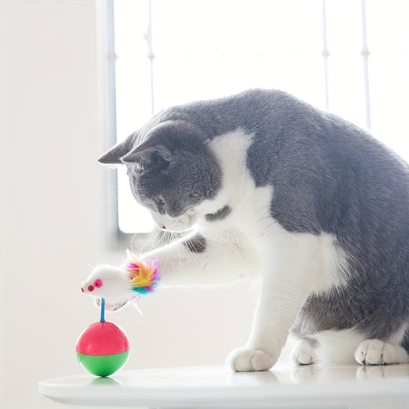 Feather Flocking Mouse Tumbler Toy for Cats