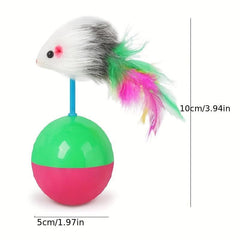 Feather Flocking Mouse Tumbler Toy for Cats