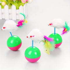Feather Flocking Mouse Tumbler Toy for Cats