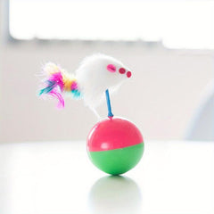 Feather Flocking Mouse Tumbler Toy for Cats