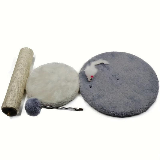 Plush Ball Cat Tree Stump Toy Fuzzy Cat Tree Polyester Cat Toy