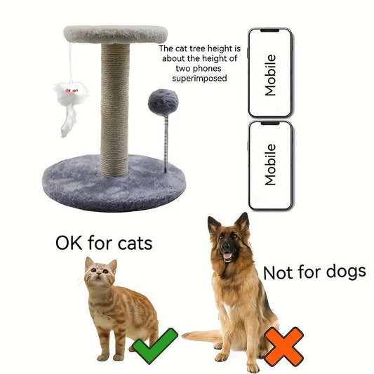 Plush Ball Cat Tree Stump Toy Fuzzy Cat Tree Polyester Cat Toy