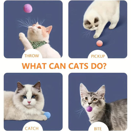 Soft Pom Pom Balls for Kittens Plush Toy Balls Assorted Colors