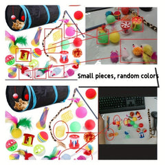 Halloween Cat Toys Set 1 Interactive Tunnel Tube Feather Wand Teaser Rainbow Cat