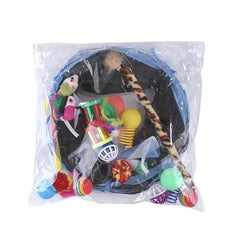 Halloween Cat Toys Set 1 Interactive Tunnel Tube Feather Wand Teaser Rainbow Cat