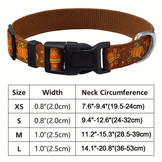 Halloween Dog Collar Pumpkin Bat Ghost Pattern Adjustable for Dogs