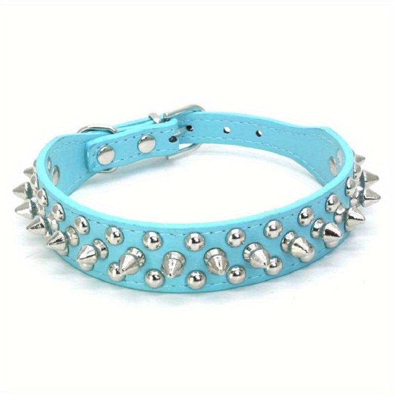 Adjustable Spiked Leather Pet Collar for Dogs