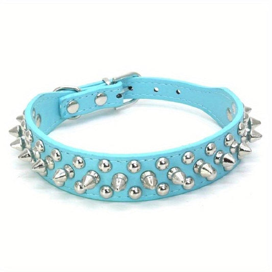 Adjustable Spiked Leather Pet Collar for Dogs