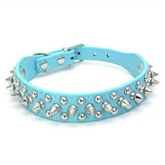 Adjustable Spiked Leather Pet Collar for Dogs