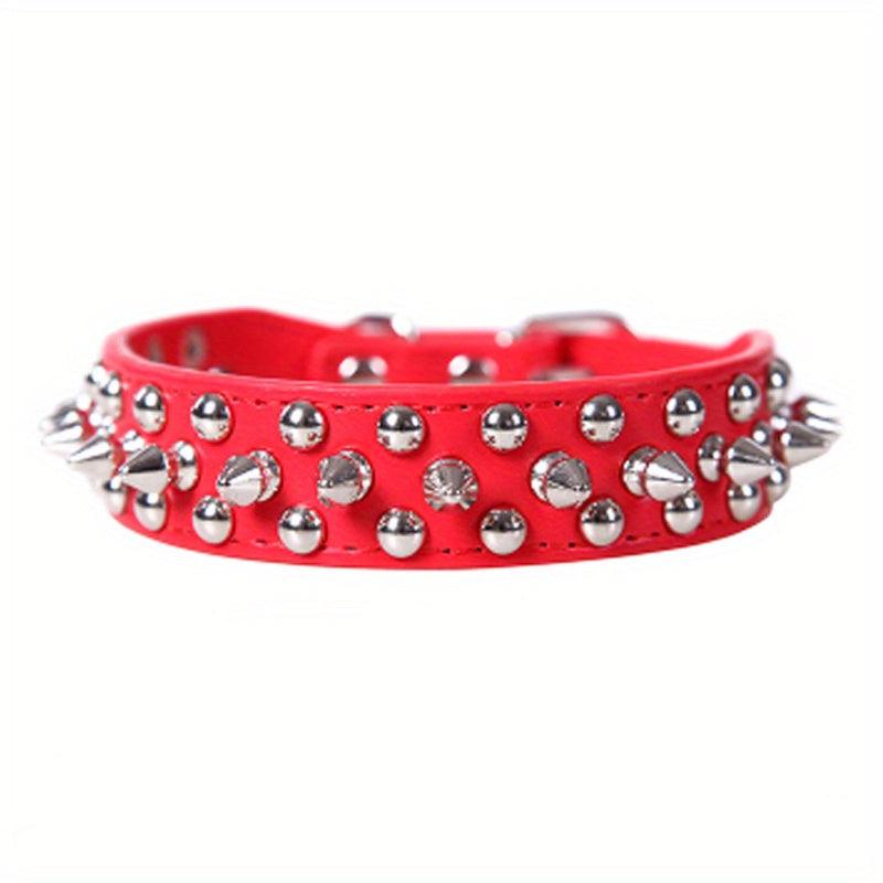 Adjustable Spiked Leather Pet Collar for Dogs