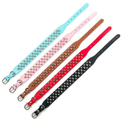 Adjustable Spiked Leather Pet Collar for Dogs