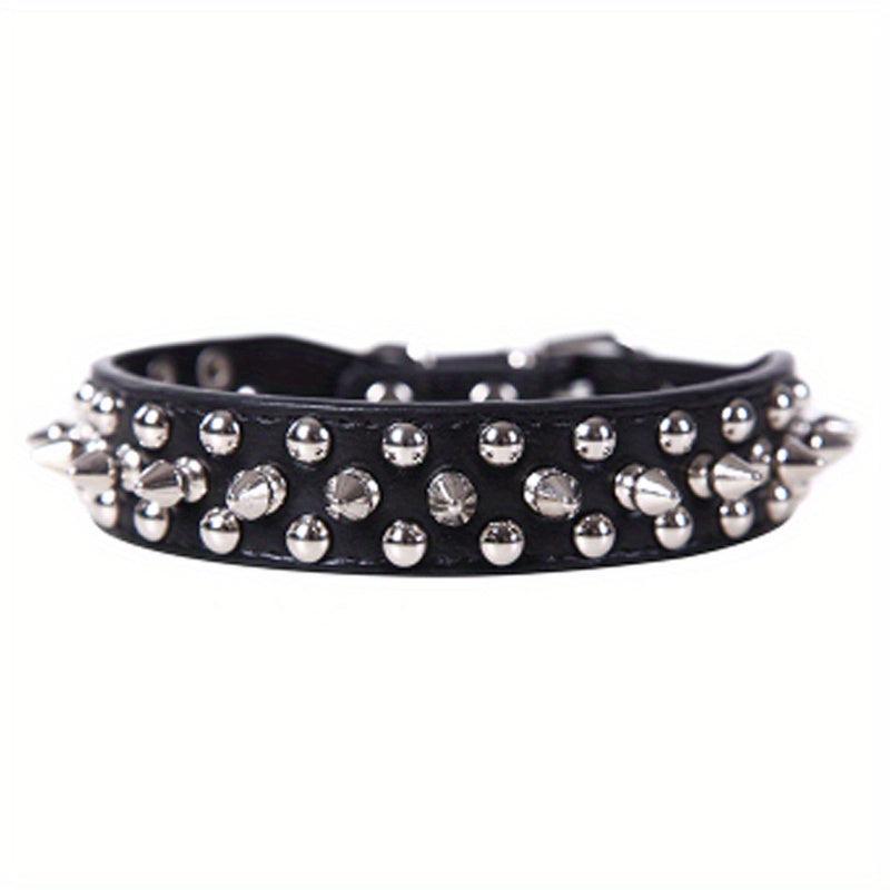Adjustable Spiked Leather Pet Collar for Dogs